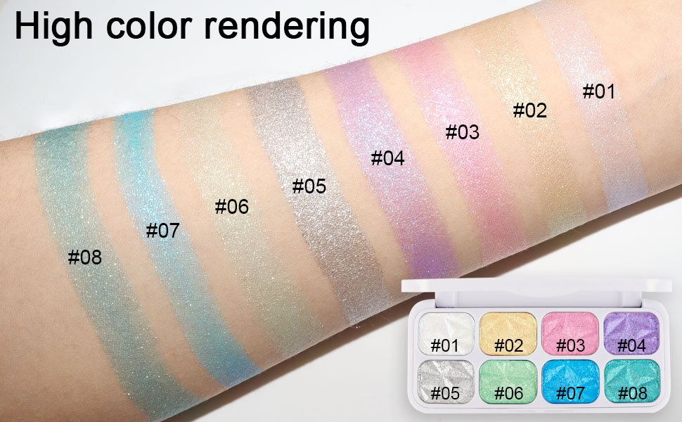 8 Color Face Cheek Diamond Shimmer Glitter Highlighter Makeup Palette Powder 