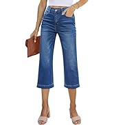 Sidefeel Women's Wide Leg Jeans High Waisted Stretchy Capri Pants