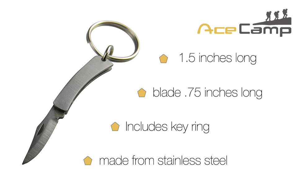  Ace Camp Munkees Micro Folding Knife Keychain, World's  Smallest Knife, Mini Portable Cutters Keyring, Tiny Pocket Tactical Blade  for Outdoors, Camping, Hiking, Backpacking, Cutting - 1.5 inch : Sports &  Outdoors