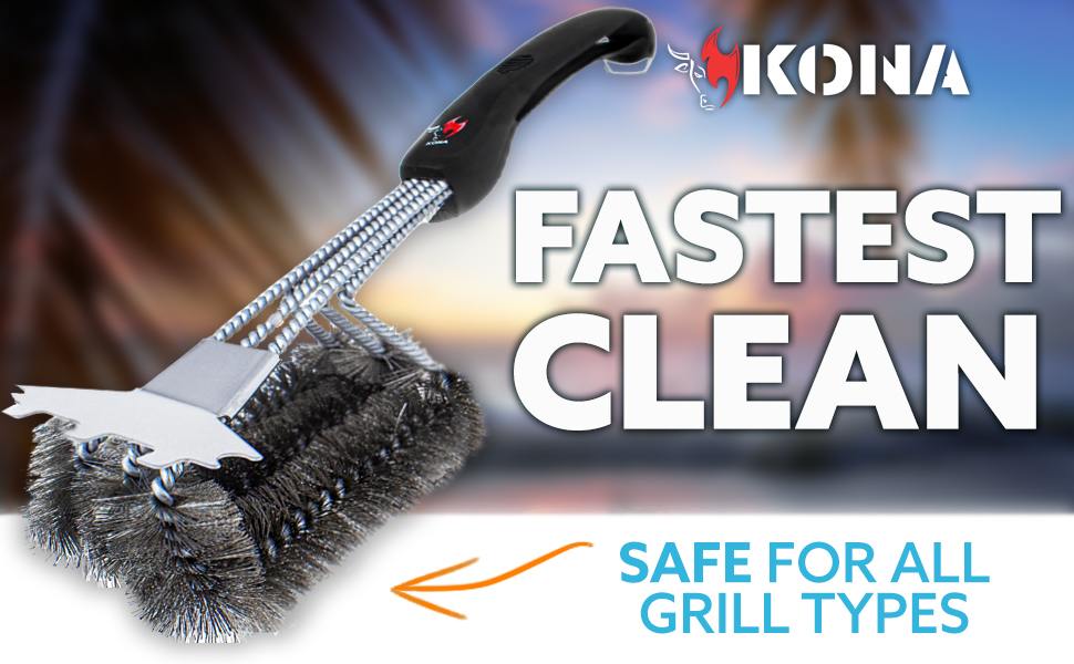 [2 Pack] Kona Speed/Scrape Grill Brush and Scraper Flex
