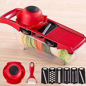 Cortador De Legumes Mandoline; Fatiador E Ralador 6 Em 1