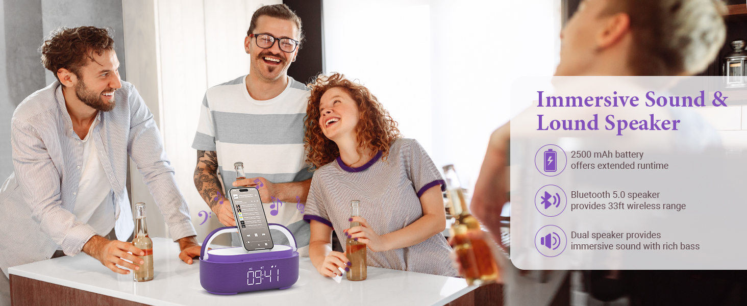 6 IN 1 Alarm Clock for Bedroom