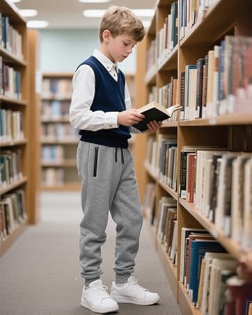 3 Pack Boys Sweatpants Fleece Cotton Athletic Pants Boys Joggers with Zipper Pockets Kids Youth Workout Sweat Pants Size 5-16 6 boys pants