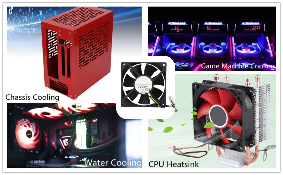 Computer CPU Cooling Fans, 12V Computer Fans,80 mm 4 Pin