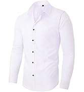 Alimens & Gentle Men's Dress Shirts Solid Long Sleeve Stretch Wrinkle-Free Button Down Shirt with...