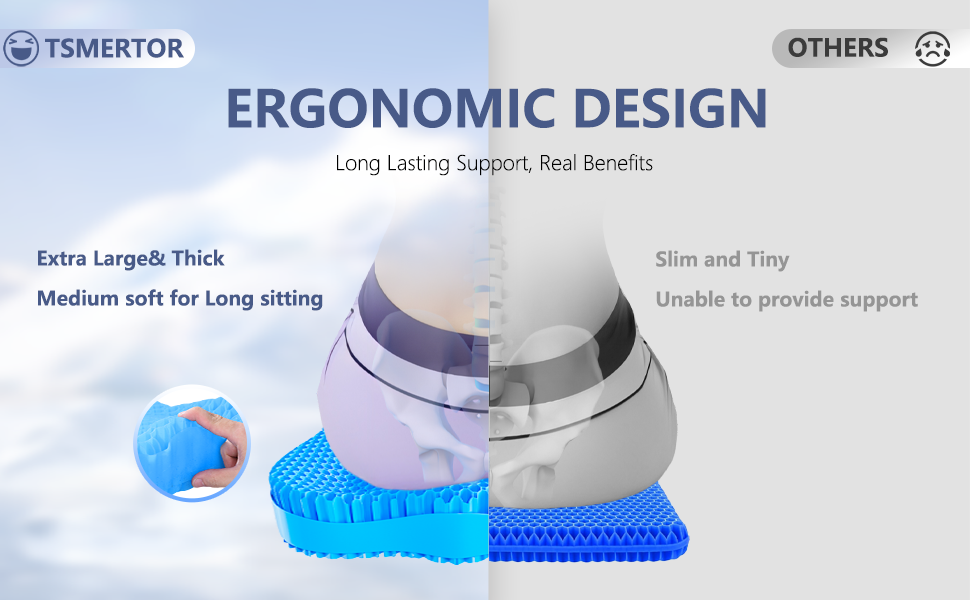 Tsmertor Gel Seat Cushion, Thicken Big Office Chair Cushion Chair Seat