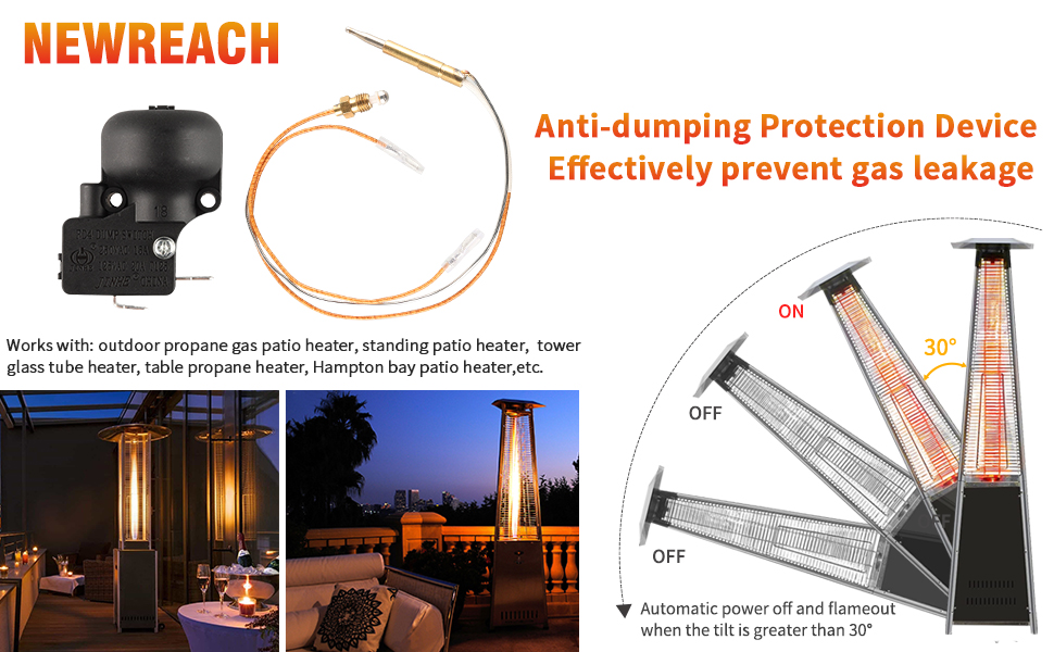 NEWREACH Thermocouple and Tilt Switch for Outdoor Patio