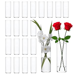 10 Pack Glass Vases, 8 Inch Tall Small C... 12 Glass Cylinder Vases for Centerpiece