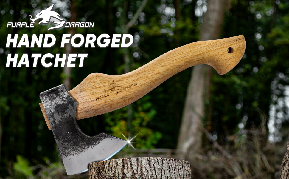 Purple Dragon Camping Hatchet Axe, 13'' Small Hand Hatchet, Wood Handle Splitting