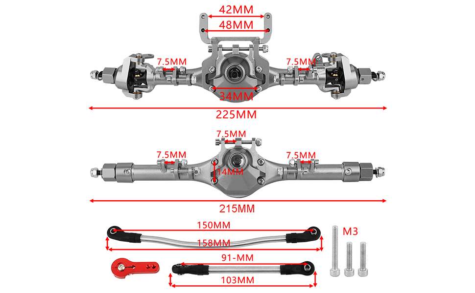 Amazon.com: RZXYLRC Complete Metal Front Rear Straight Axle