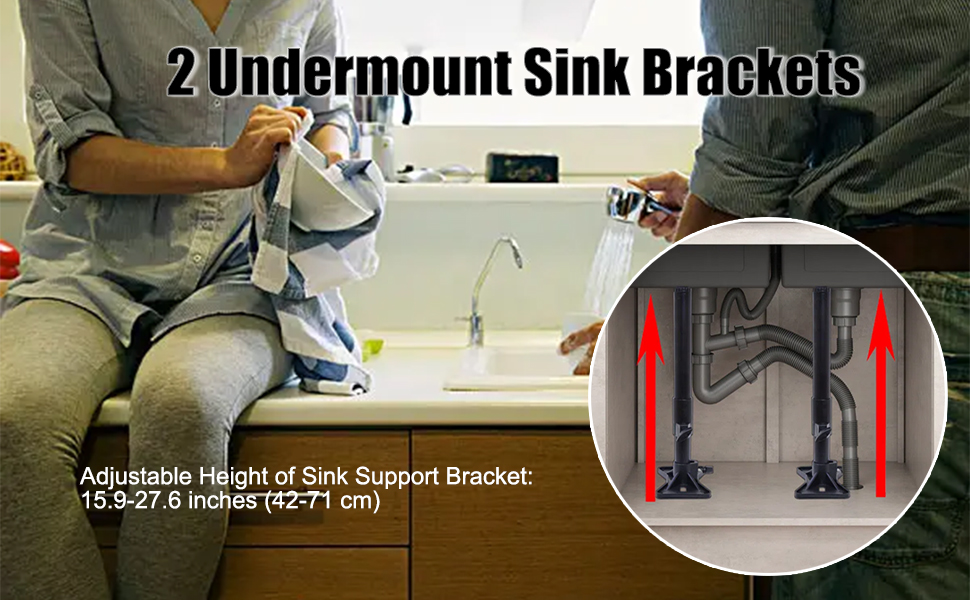 Nisorpa 2 Undermount Sink Support Brackets Stainless Steel Adjustable Support Sink Legs Dropped