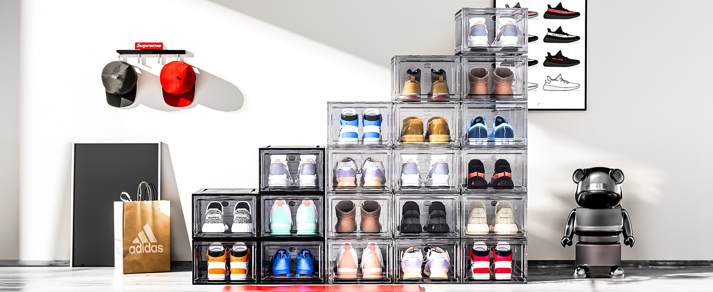 ARSTPEOE 9 Pack Shoe Organizer, Upgrade Harder Solid Plastic Shoe Storage, Shoe