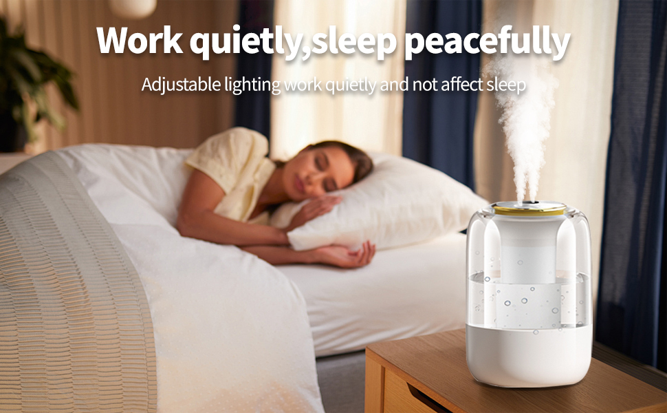 Lukione 2L Humidifiers for Bedroom with Night Light, Cool Mist Humidifier for Home, Quiet Operation with 360° Rotation- 2 Filter Sponge, USB Plug,for Home, Office, for 20-40 ㎡ 31 6