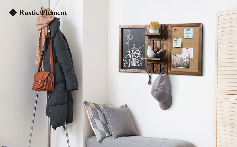 MyGift 32 x 16 Inch Wall Mounted Rustic Burnt Solid Wood