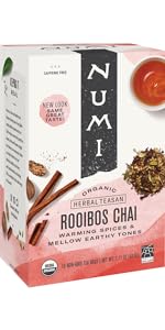 numi organic tea rooibos chai herbal bags bagged spiced caffeine-free red cinnamon spice herbs