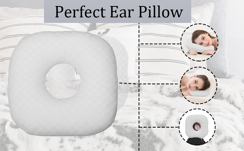 Wuronsa Ear Piercing Pillow for Side Sleepers, Pillow with an Ear Hole for CNH and