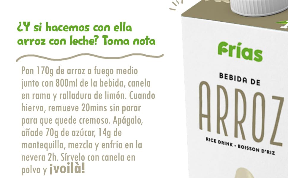leche de arroz, bebida vegetal, bebida arroz, leche de arroz sin azucar