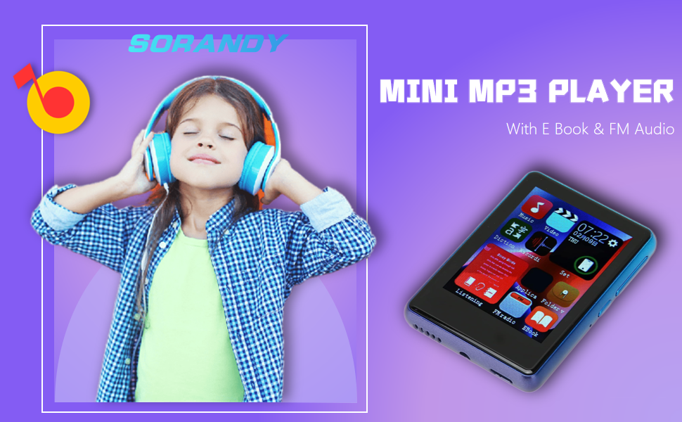 Portable MP3 Player, 2.4 Inch Touch HD Screen Bluetooth Music Player