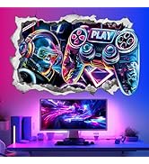 wondever Large 3D Gaming Room Decor Video Gamer Wall Decals Controller Joystick Peel and Stick St...