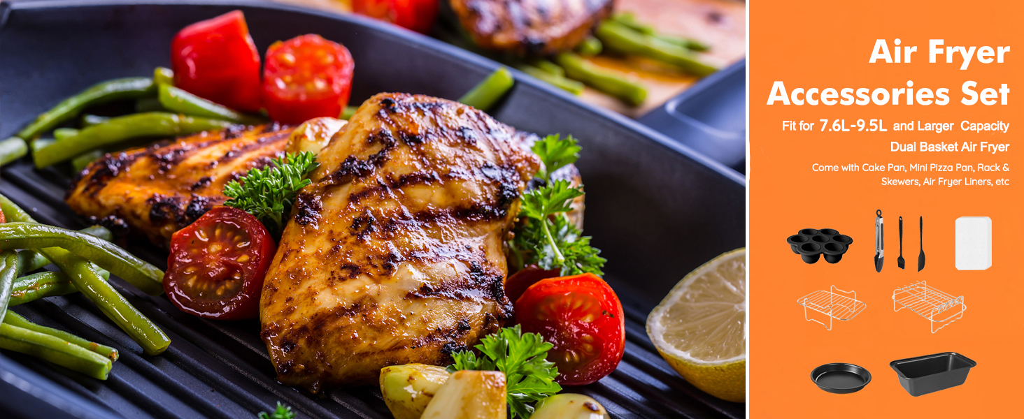 Air Fryer Accessories, Set of 9 Fit for Ninja Dual Air Fryer AF300UK