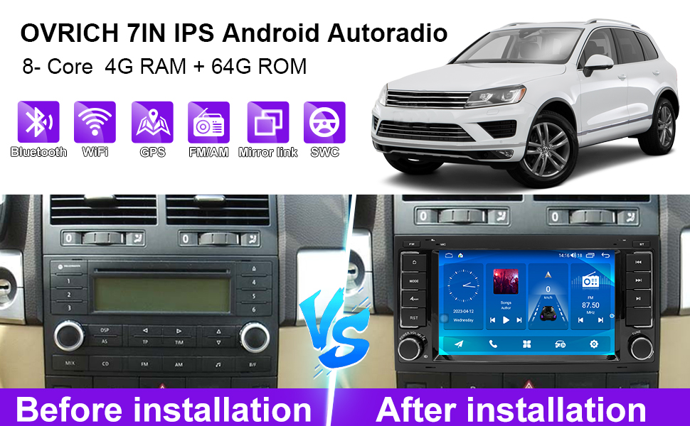 Autoradio Android pour VW Touareg VW Transporter T5 Multivan