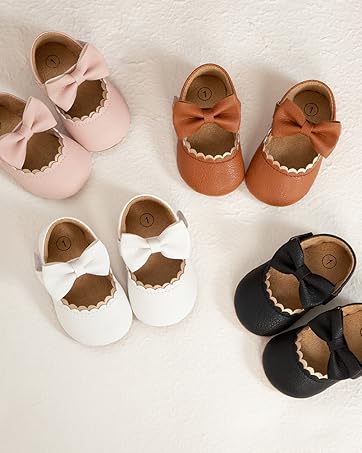 Infant Baby Girls Mary Jane Shoes Bowknot Princess Wedding Dress Flats Shoes