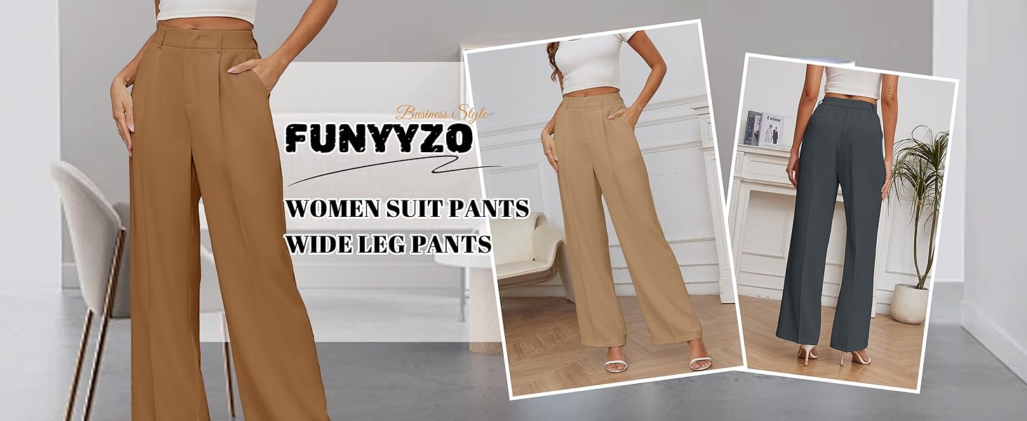 Office Dress Pants for Women Stretch High Waisted Casual Business Long Trousers with Deep Pockets