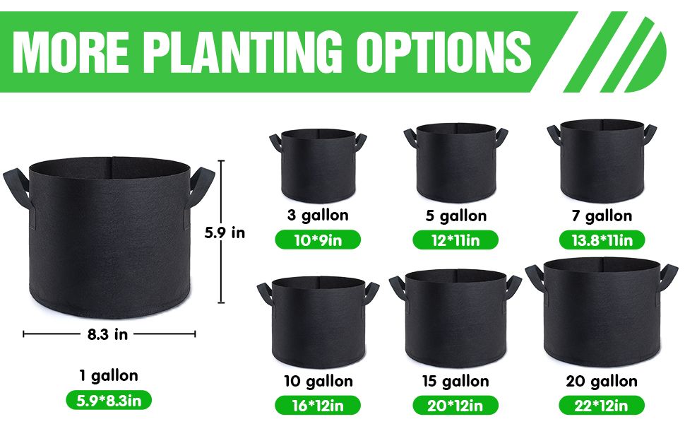 Mclambo 1 Gallon Grow Bags 6 Pack, 1 Gallon pots for