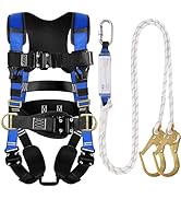 TRSMIMA Safety Harness Fall Protection - Roofing Harness Kit Men Full Body Construction Harness w...