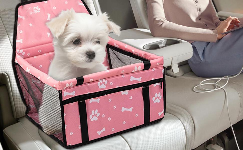 Car Seat for Small Dogs – Car Seat and Pet Travel Bed with Pockets, Washable Cover Travel Accessories for Pets Daily Walks Travel Veterinarian 20 Asiento De Coche Para Perros ños