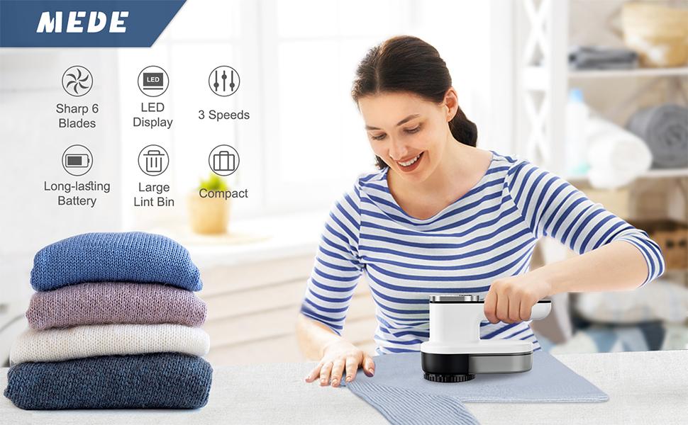 MEDE Fabric Shaver for Clothes,Powerful Adjustable 3 Speeds Electric