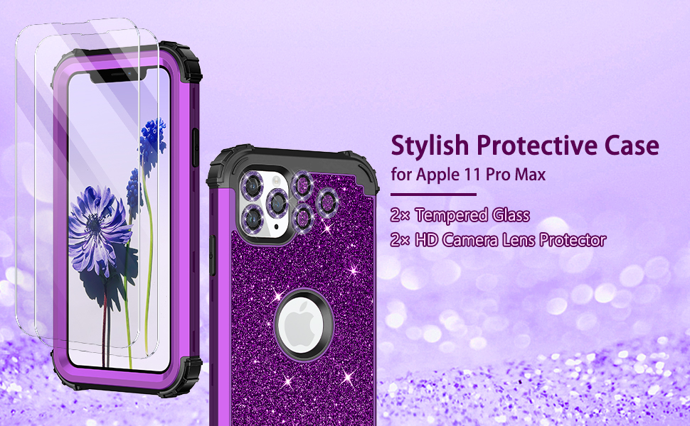 LONTECT for iPhone 11 Pro Max Case Glitter Sparkly Bling 3
