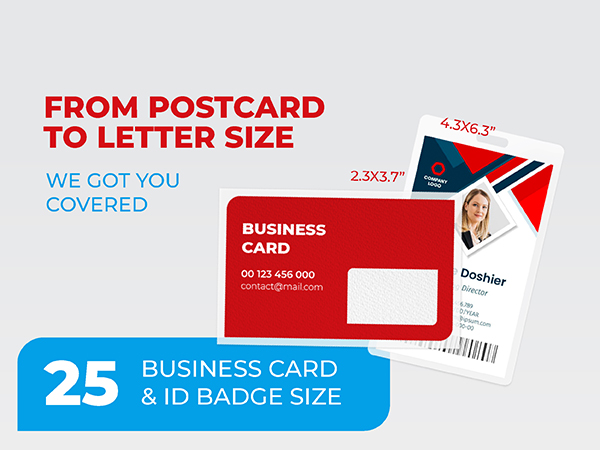 25 business card and 25 id badge size laminating pouches