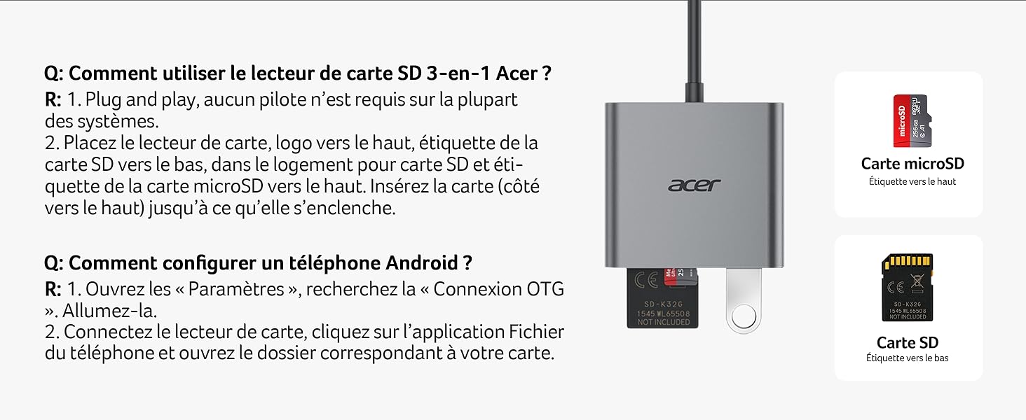 Schéma technique montrant le dispositif de connexion informatique avec des instructions numérotées en français et des spécifications détaillées.