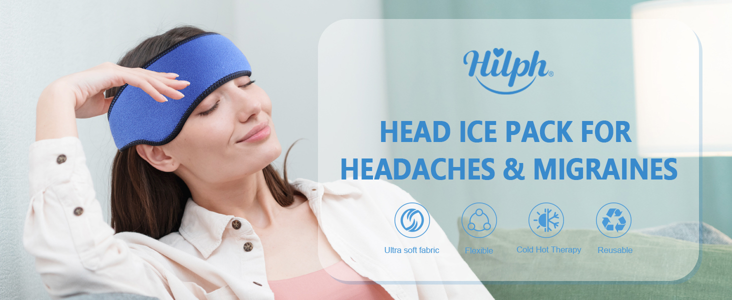 Hilph Headache Ice Pack Migraine Ice Head Wrap, Reusable Gel Head Cold