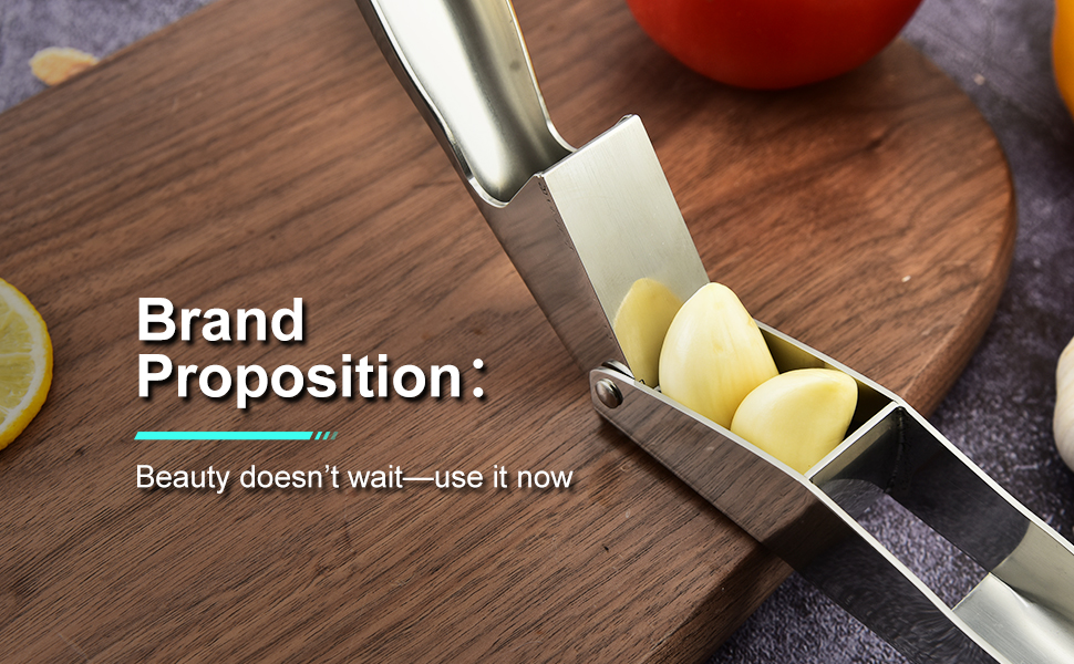 Garlic Press，Stainless Steel Garlic Crusher，No Peel