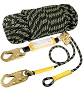 TRSMIMA Rope Harness Safety Lanyard：50ft Vertical Roofing Rope With Grab Snap Hooks Shock Absorbe...