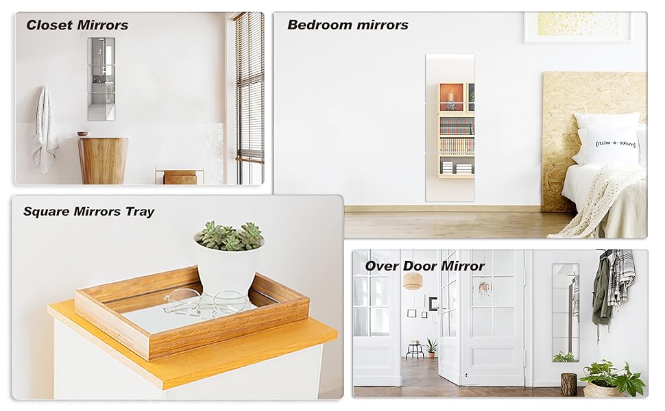 4 Pcs Wall Mirror Tiles, 8 x 8 Inch Self... 14 Square Mirror