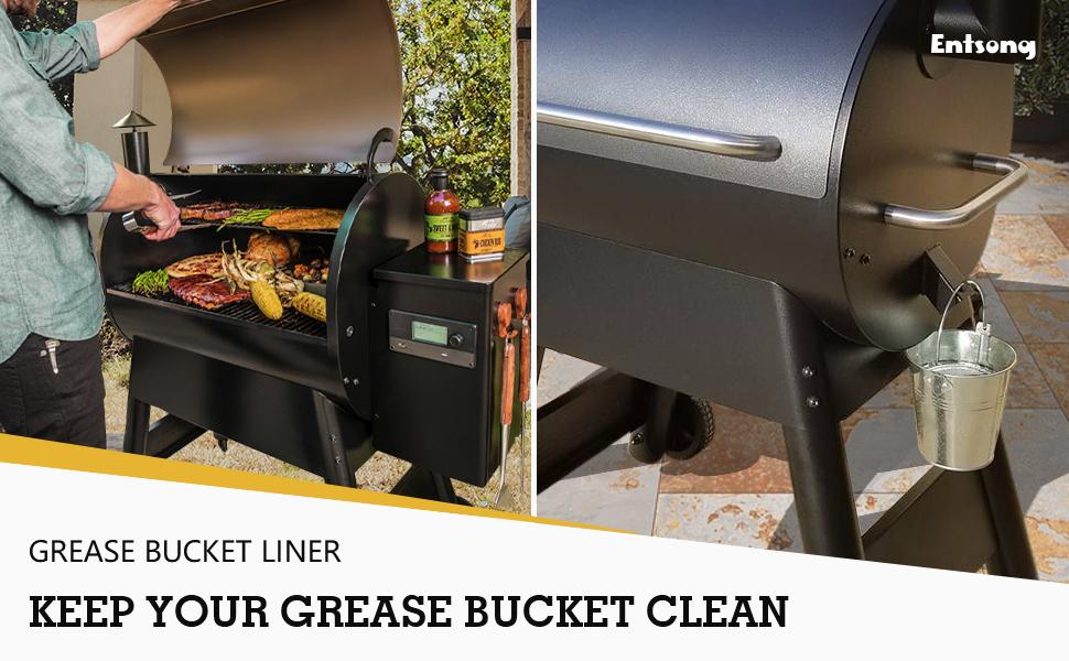 Grill Grease Drip Bucket with 10 Pack Foil Liners Accessories, Replace