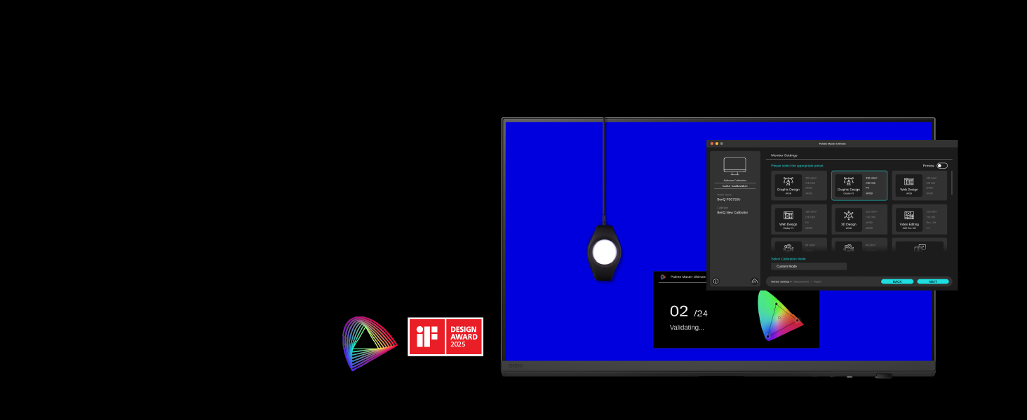 Effortless calibration with Palette Master Ultimate—follow visual menus for software calibration.