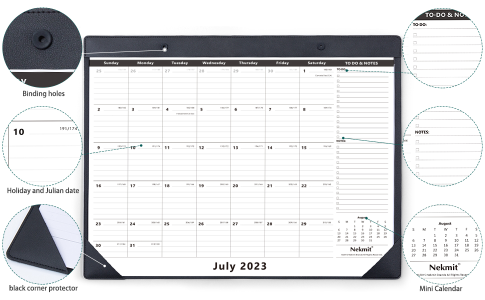 Nekmit Large Desk Calendar 20232024 with PU Faux Leather