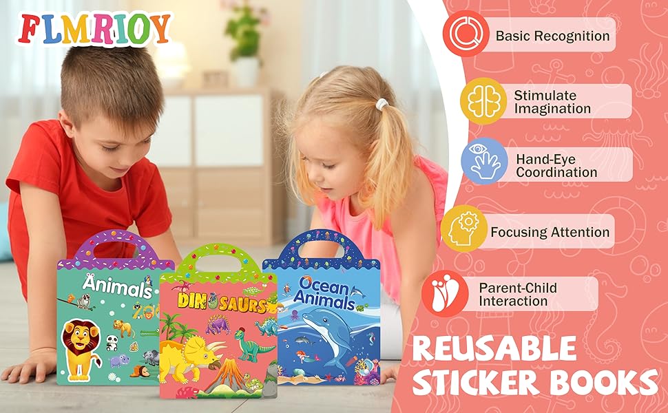 Reusable Sticker Books for Kids 3+ Years Old, Toddler
