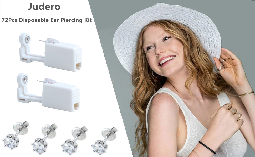 Ear Piercing Gun Kit Judero 72Pcs Disposable Ear Piercing Kit Including 24Pcs Self