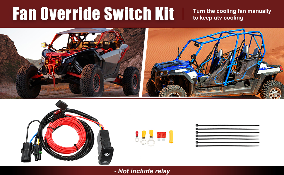 X AUTOHAUX ATV UTV Fan Over Ride Switch Kit LED Rocker