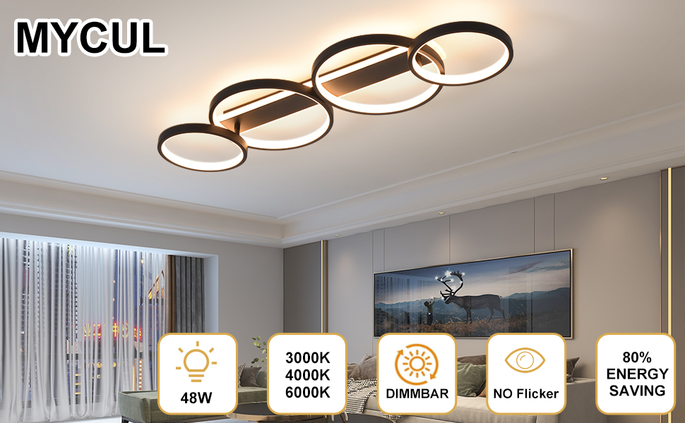 LED Deckenlampe,Dimmbar Deckenleuchte Mit Fernbedienung APP,Einstellbar Ringform Wohnzimmerlampe