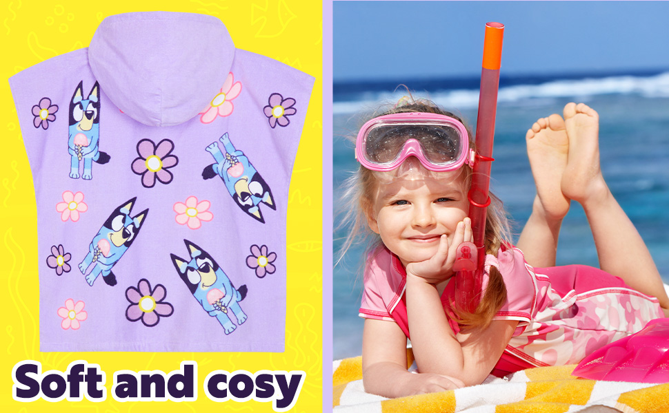 Bluey Bath Towel with Hood for Kids Absorbent 
