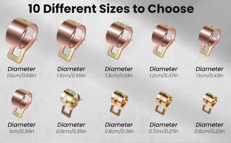 100 Pcs Spring Band Type Clamps Vacuum Fuel Hoses Line, Pipe Tube Clamp