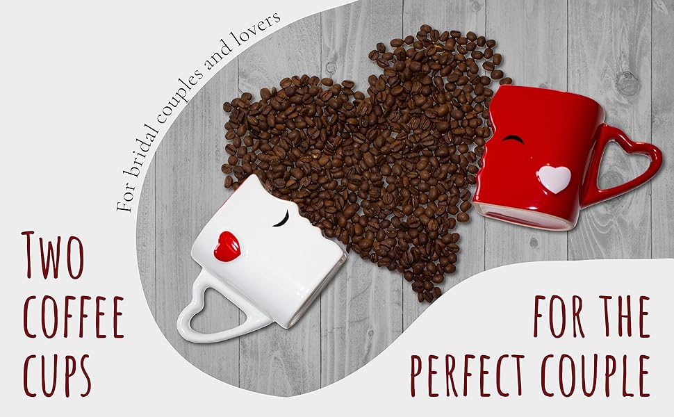 MIAMIO Coffee Mugs/Kissing Mugs Set Bridal Pair Gift (Red) Amazon.ca Home