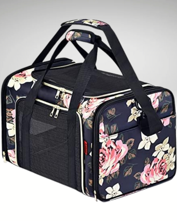 Floral cat duffle carrier bag