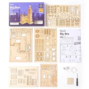 Title 10, ROBOTIME ROKR 3D Houten Puzzel Big Ben met LED ...